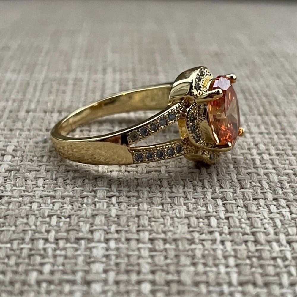 Women Rings Gold Plated Fashion Jewelry Rings Lab Created Stone Size 8 - Picture 4 of 12